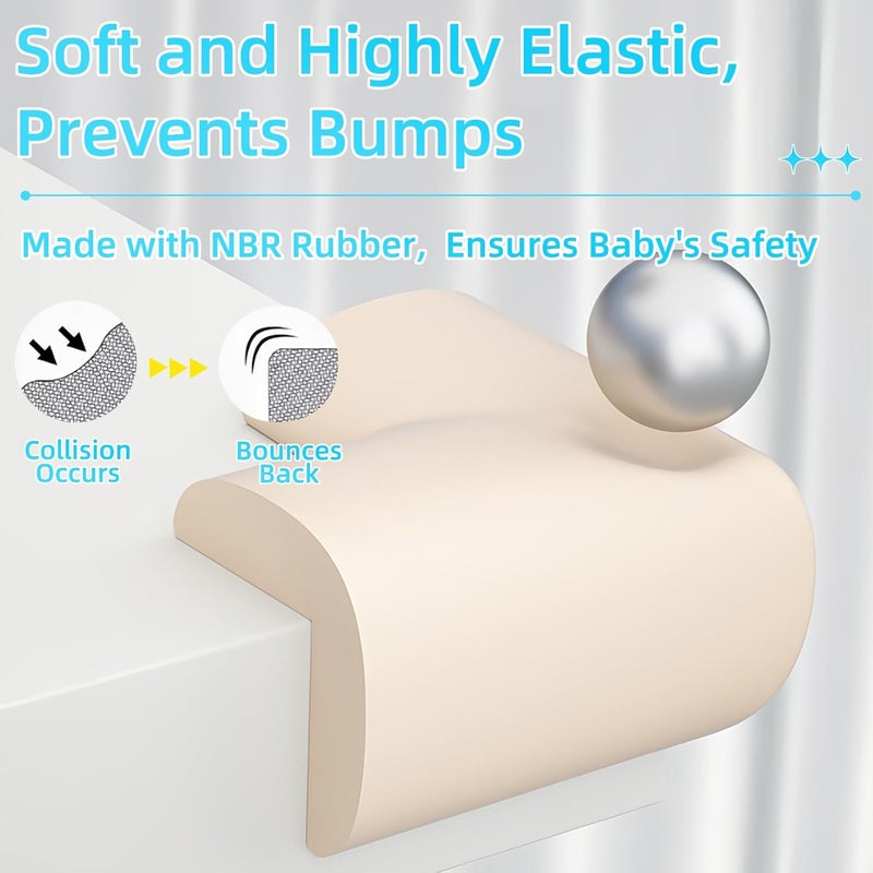 ZOMPAGO Baby Proofing Edge Corner Protector,L-Shape Cabinet Door Bumper,10 Furniture Safety Soft Corner Guards,Table Corner Protectors,Wall Protector,Self Adhesive,for Nursery,Kitchen,Fireplace,Table - Image 3